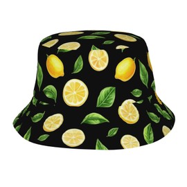 REVENEVER Bucket Hat for Women Men Funny Lemon Printing Summer Beach Sun Hat Lightweight Fisherman Travel Hat for Unisex