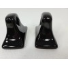 Flat Back Vintage Black Ceramic Towel Bar Rod Rack Post Holders Flat Back Glue over Tile