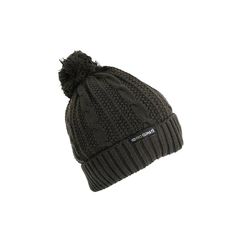 Pro Climate Waterproof Thinsulate Chunky Knit Bobble Hat - Olive