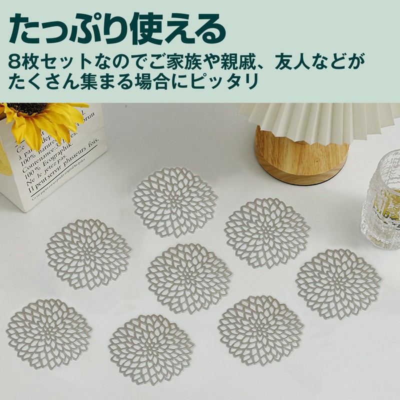 Felimoa Dahlia Splendid Waterproof Heat Resistant PVC Coasters Openwork Design