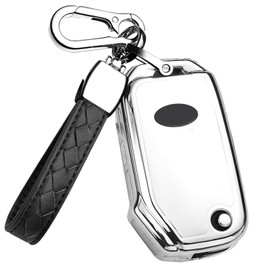 HIBEYO TPU key case suitable for KIA car key cover protective cover for Kia Sportage Ceed Sorento Cerato Forte KX3 K5 flip key remote key case keychain silver