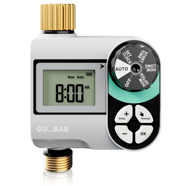 QUOBAS Sprinkler Timer, Programmable Hose Timers with Brass Inlet &