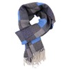 Wool Scarf Men's Winter Scarf Checked in Anthracite Blue Grey