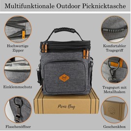 Insulated Cooler Bag Foldable - Waterproof, Leak-proof Lunch Bag with Multiple Compartments, Adjustable Lunch Bag for Camping, Work, Park, Lake, Beach
