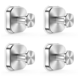 homeasy Pack of 4 Suction Cup Hooks Extra Strong Suction Cup Hooks Square Vacuum Suction Cups with Hooks Towel Holder Suction Cup Hook No Drilling for Kitchen Bathroom Office Silver