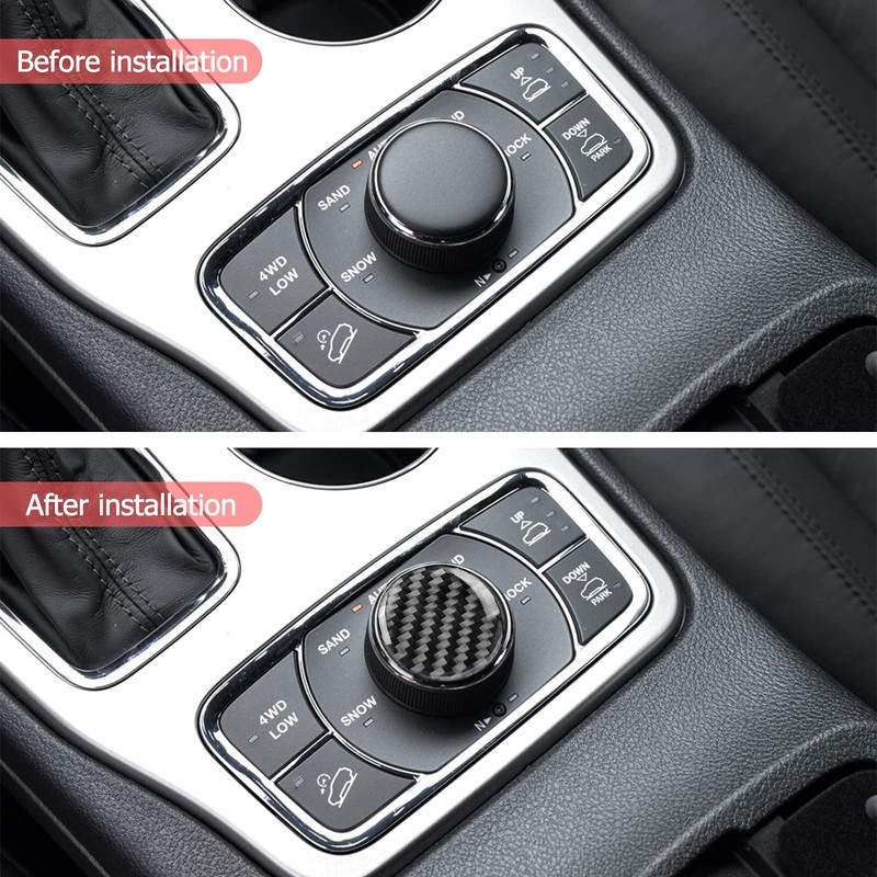 SUNJIKA Compatible with Carbon Fiber Interior Trim Sticker Gear Shifter