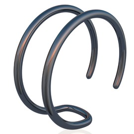 Black Clip on Double Cartilage Piercing Hoop - Hypoallergenic Tiny Handmade 20 gauge Faux Spiral Helix - 925 Black Silver 7mm No Piercing Needed Fake Double Ear Cuff