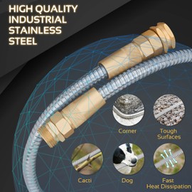 360 GADGET Garden Hose Metal - 75ft Heavy Duty Stainless Steel Water Hose with 8 Function Sprayer & Metal Fittings, Flexible, Lightweight, No Kink, Puncture Proof Hose for Yard, Outdoors, Rv