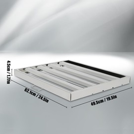 RustyVioum 6pcs Hood Filters, Stainless Steel 4 Grooves Commercial Hood Filters, Range Hood Filter for Commercial Range Hoods Restaurants Hotels Dining Room, (19.5W x 24.5H Inch, Silver)