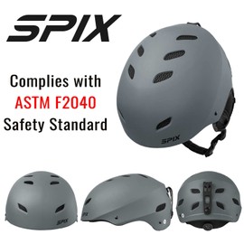 SPIX Ski Helmet Snowboard Helmet - ASTM Safety Standard Size Adjustable for Adults Youth Men and Women (S, Gray)