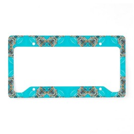 CafePress Moroccan Pattern Turquoise Qu License Plate Holder Aluminum License Plate Frame, License Tag Holder