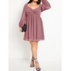 SCOMCHIC Women's Plus Size Puff Long Sleeve Dresses Sweetheart Neckline