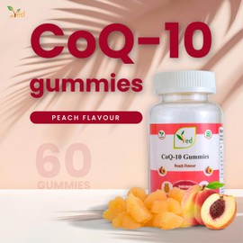 Ved Co Enzyme Q10 Gummies, Super Antioxidant, Vegan for Men and Women, Peach Flavour 60 Days’ Supply.(Pack of 2)