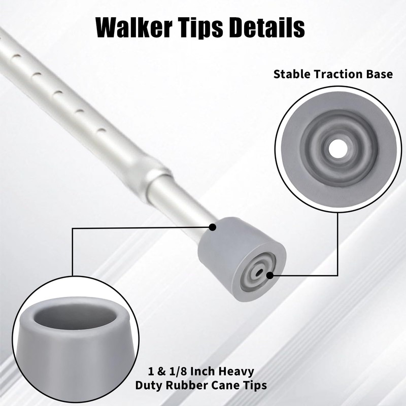 Dexspoeny 8Pcs Rubber Walker Tips Set 1 & 1/8 in