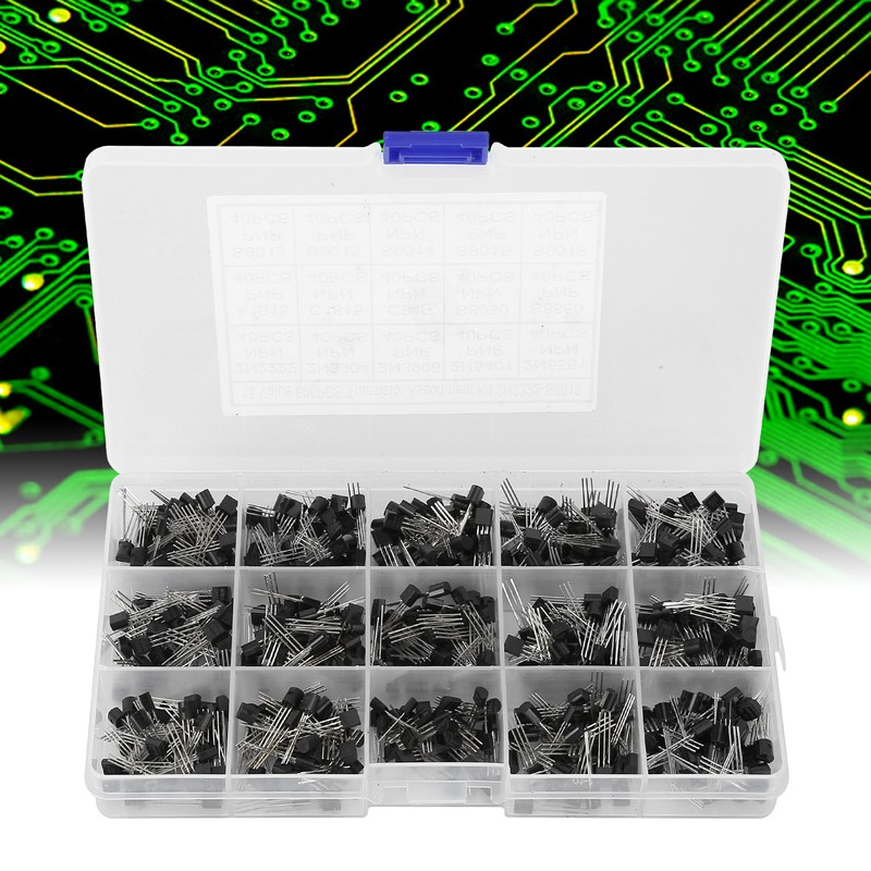 600 Pcs Transistors Assortment Kit NPN TO-92 PNP 2N2222-S9018 Straight