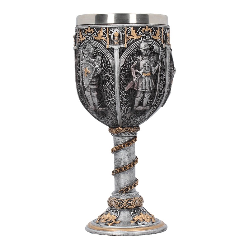 Nemesis Now Medieval Knight Goblet 17.5cm Silver, Resin w/Stainless Steel