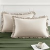 TOSMO 100% Linen Ruffle Pillowcase King Size, Set of 2,