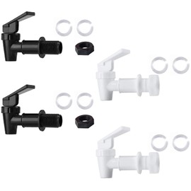 HUI NING BPA Free Plastic Water Spigot, Replacement Cooler Water Faucet for Countertop,Household Water Bucket, Water Cooler Filtration Systems Water Pitcher Water Jug Dispenser(2 Black and 2 White)