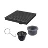 RELN Shower Drain 8" x 8" Stainless Steel Slotted Black