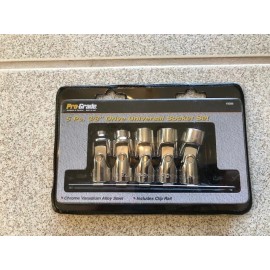 Pro Grade 5 Piece Universal Socket Set with Rail 3/8  Drive 6 Point