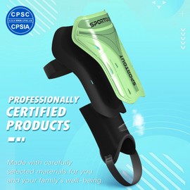 Sportout Soccer Shin Guards for Kids Adults, Youth Soccer Gear with Protective Hard Shell for Boys, Girls, and Mens. Soccer Shin Pads Offers Comprehensive Protection.