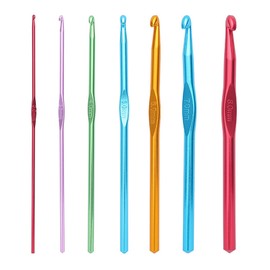 Crochet Hooks Set, High Quality Coloured Aluminium Crochet Needles, 7 Sizes Crochet Kits Suitable for Beginners or Professionals