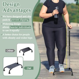 Stair Climbing Cane Lifts Assist Cane for Seniors Elderly Half Step Stairway Aid Walking Sticks Adjustable Mobility Helper Balance Devices 4 Prong Quad Widen Anti-Slip Base Seat Walker