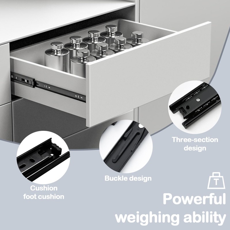 Prmape 2 x drawer runners, 100 mm, drawer pull-out rails,