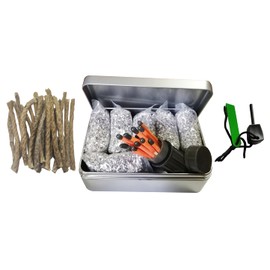 eGreen Fire Starter Kit – 6 Magnesium Bags + Waterproof Matches + 20 Waxed Tinder Cords – Survival Ignition Set for Camping, Hiking, Emergency Preparedness (Mg + Matches + Ferro + 20 Wax Ropes)