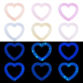 Craftdady 20 pcs Luminous Heart Bead Frame Acrylic Focal Frame Loop with 2 Holes for DIY Keychain Glow in The Dark Love Beadable Pen Frames for Jewelry Making Bracelet Car Craft Hanging