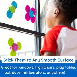 Fat Brain Toys Whirly Squigz, Silicone Spinners and Suction Toys for Kids 10 Months and Up