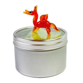 Mini Red Dragon in a Tin - Cute Little Glass Animal - Silver Gift Tin - Miniature Fantasy Figurine for Dragon Lovers - Small Decoration Ornament - Home Decor