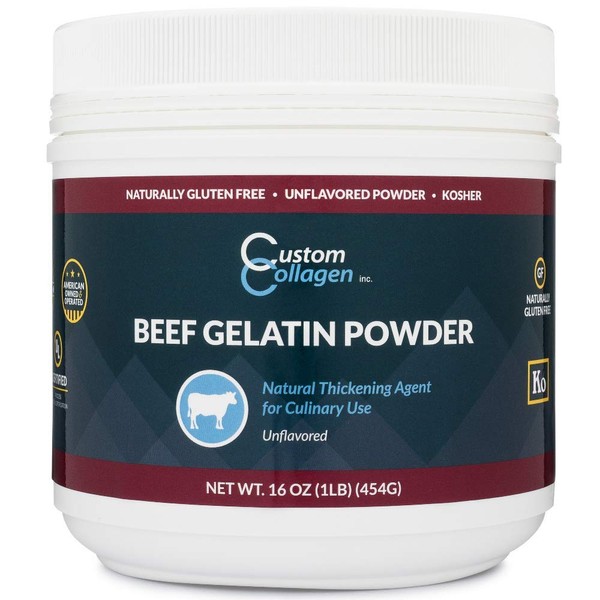 Plain Gelatin Powder - 1 lb (16oz) - Unflavored, Kosher, Pure - For Culinary Use, Gummy Candy, Jello Shots and More