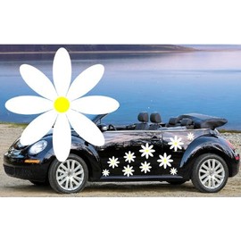 32,WHITE DAISY FLOWER VINYL CAR DECALS,STICKERS,CAR GRAPHICS,DAISIES