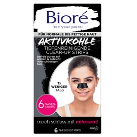 BiorÃ© 6 Tiefenreinigende Aktivkohle Clear-Up-Strips - 1 X 6 Nasenstrips - Entfernen Mitesser und Unreinheiten - FÃ¼r normale Bis fettige Haut -Dermatologisch Getestet