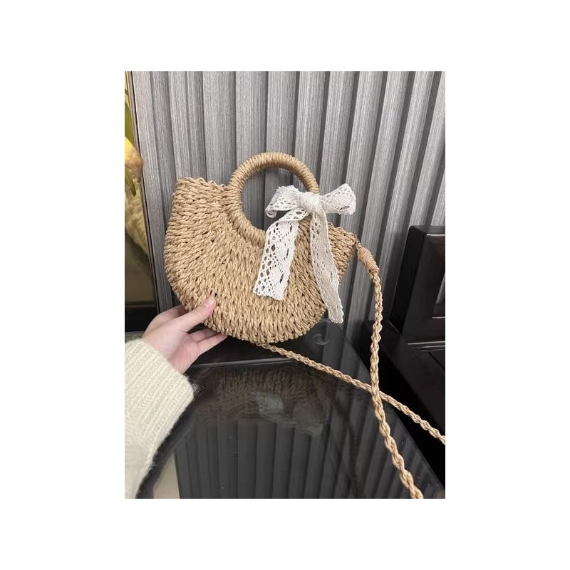 Inshere Women's Straw Beach Bag, Woven Shoulder Bag with Handbag,