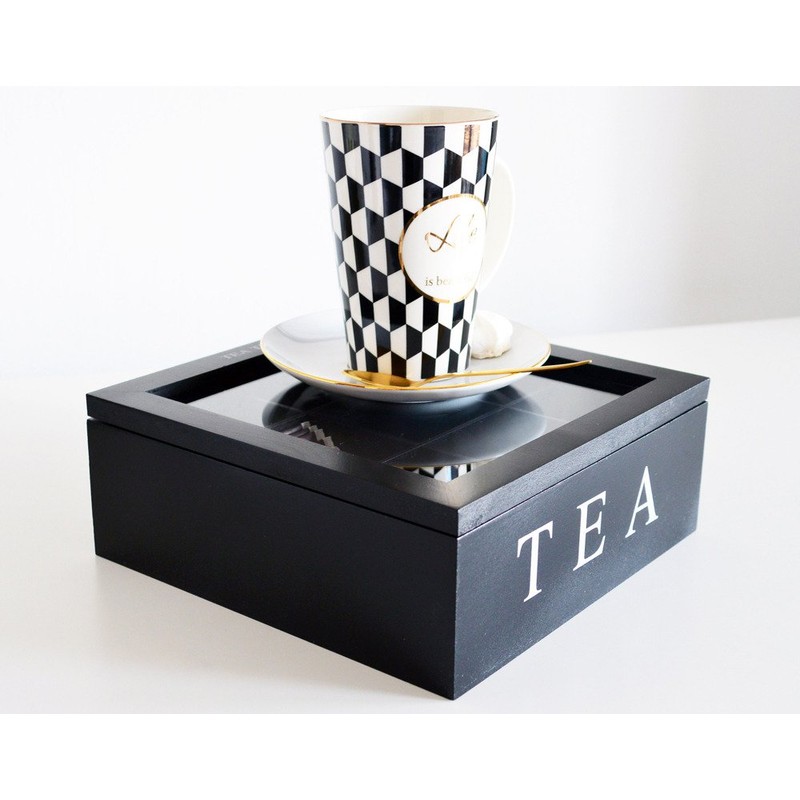 ToCi Haushalt Wooden Tea Caddy with 9 Compartments and Viewing