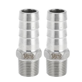 INFINAUTO Stainless Steel Barb Fittings, 5/8" Barb 3/8 BSPT Male Hose Barb Tubing Connector for Air Water Oil Gas Fuel, 2 Pcs