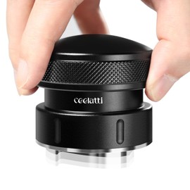 ceelatti Espresso Distributor 58 mm, Gravity Espresso Leveler for 58 mm Coffee Portafilter, Coffee Distributor for Barista, 304 Stainless Steel Base, 4-Blade Base, Black
