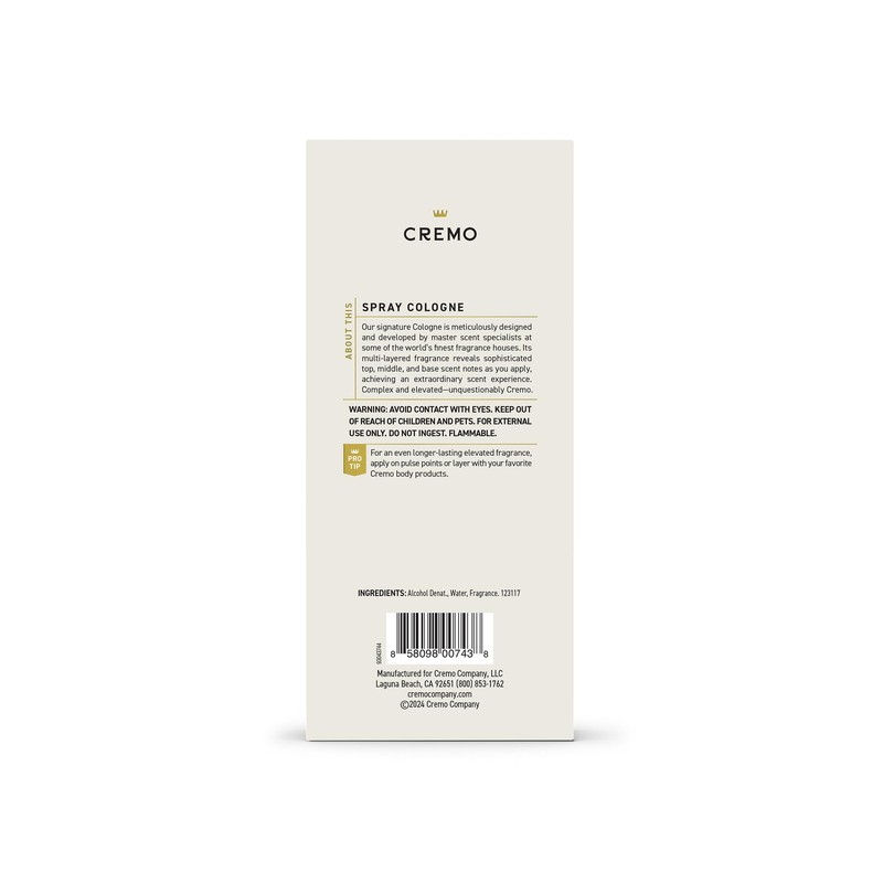 Cremo Cologne for Men - Spice & Black Vanilla Mens
