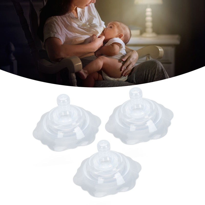 3Pcs Teat Shields 2 Layer Protective Cover for Breastfeeding Nursing