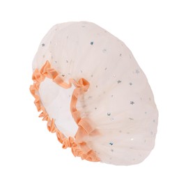 VOCOSTE Shower Cap, Hair Cap, Double Layer, Waterproof, Reusable, Bath, Hot Spa, Face, Bath Accessories, 1 Piece, Star Pattern, Orange