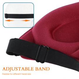 WLLHYF Silk Sleep Mask 3D Stereo Deep Sleep Eye Mask Comfortable Adjustable Cute Block Out Light Eye Covers for Man and Woman All Night Sleep (Maroon)