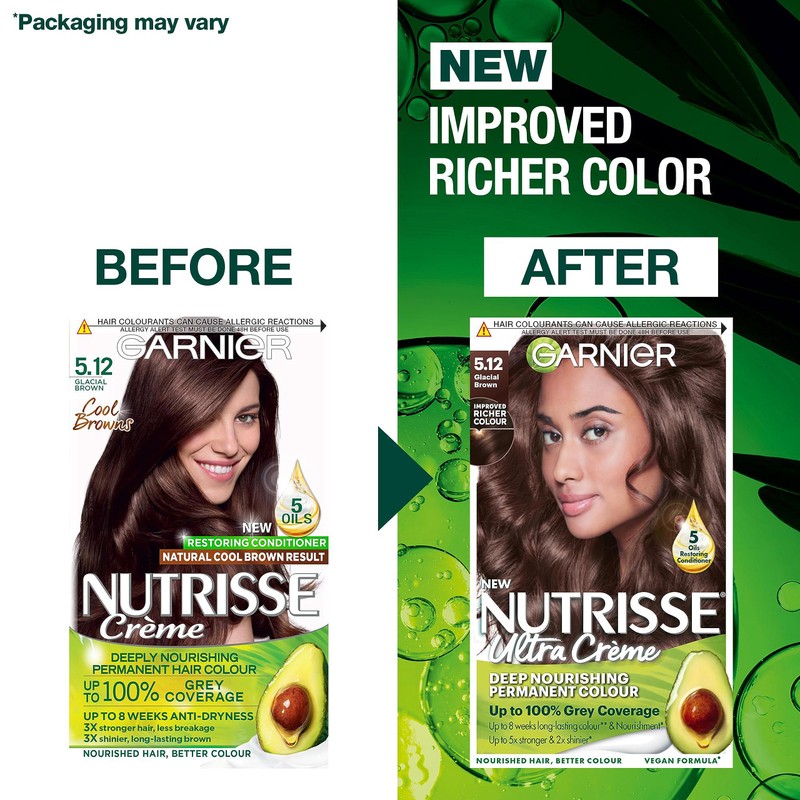 Garnier Nutrisse Permanent Hair Dye 5.12 Glacial Brown Permanent Hair
