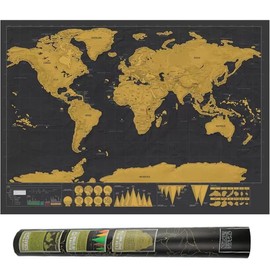 Weltkarte Rubbeln FaJoek Weltkarte Scratch Map,Rubbel Landkarte, Scratch Map World, Weltkarte zum Freikratzen, World Map Scratch off für Reiseliebhaber-Scratch Off Map (S:42.5 * 30 cm)