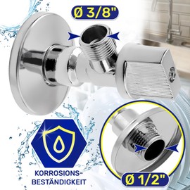 Angle Valve 1/2 Inch x 3/8 Inch Chrome-Plated Brass with Locking Ball MONTERAL