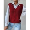 RefindWin Womens Casual V Neck Cable Knit Sweater Vest Solid