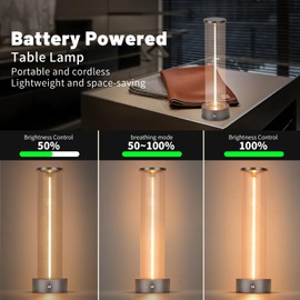 YYXGOOB - Lámpara de mesa LED portátil inalámbrica, lámpara de computadora recargable con sensor táctil, regulable de tres niveles, adecuada para bares, cafeterías, restaurantes, dormitorios,