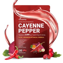 Cayenne Pepper Softgels Supplement, Beetroot and Others (240 Softge /1 Bag)，Supports Leg Vein, Heart and Blood Vessel Health, with Vitamin E D3+K2 and Extracts of Grape Seed, Hawthorn,:_Pack of 1