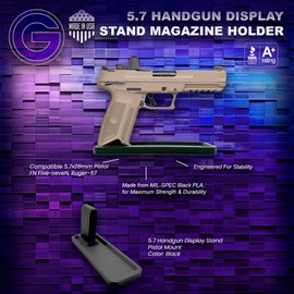 GUNCREED Pistol Display Stand - Made in USA, Durable and Stable Hand Gun Stand for Pistols Mounting - Pistol Stand Ideal for Gun Collectors (5.7 Handgun Stand Pistol Gun Display (Black))